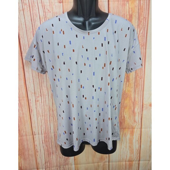 REI Co-Op Womens Large Wilderness T-Shirt Gray Geometric Print Short Sleeve - Picture 1 of 7